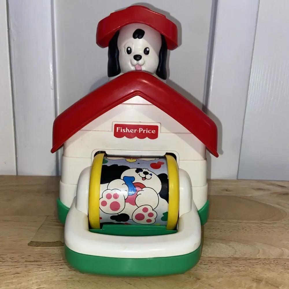 Fisher Price Dog House Pop Up Jack in the Box 1995 Vintage Musical Plastic Toy